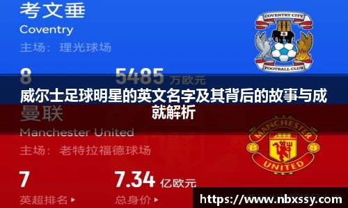 威尔士足球明星的英文名字及其背后的故事与成就解析